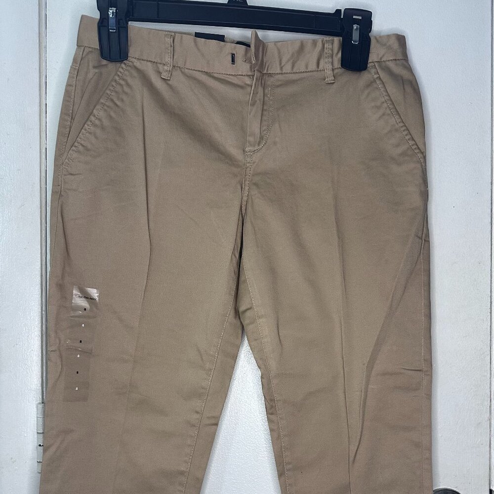 Calvin Klein Jeans Womens Size 8 Cuff Crop Khaki Pants Button Rear Pockets